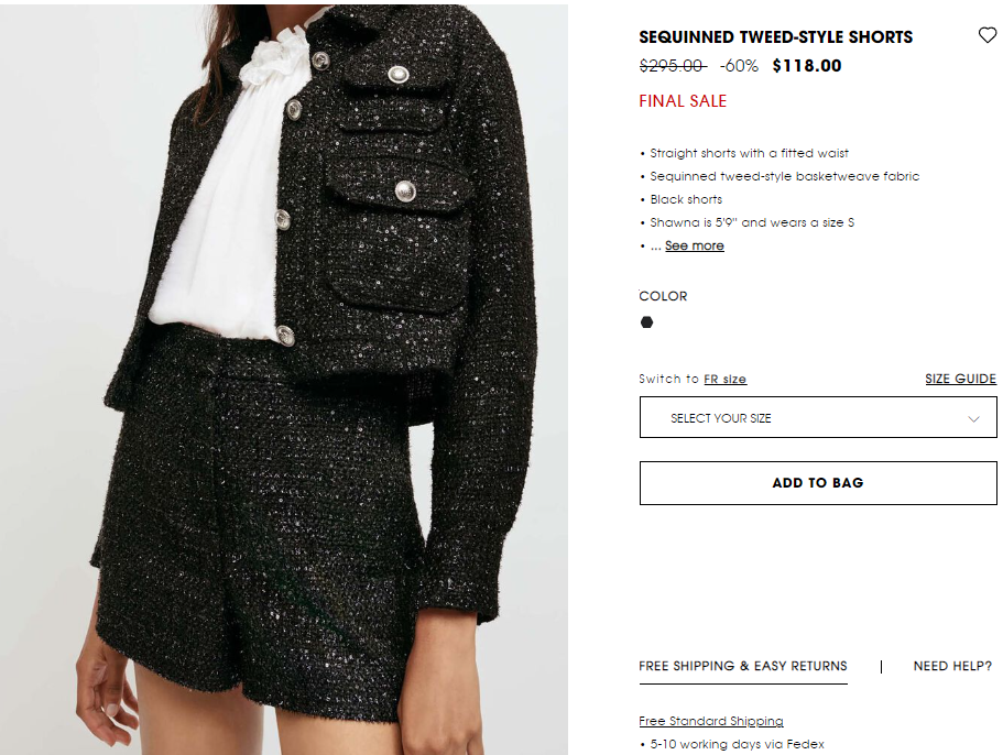 SEQUINNED TWEED-STYLE SHORTS