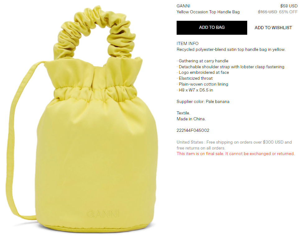 Yellow Occasion Top Handle Bag